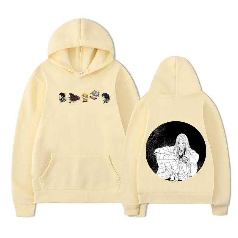 Autumn Winter Japanese Anime Hoodie Sweatshirt Print Letter Oversize Pullover Casual Fashion Street Long Sleeved Top