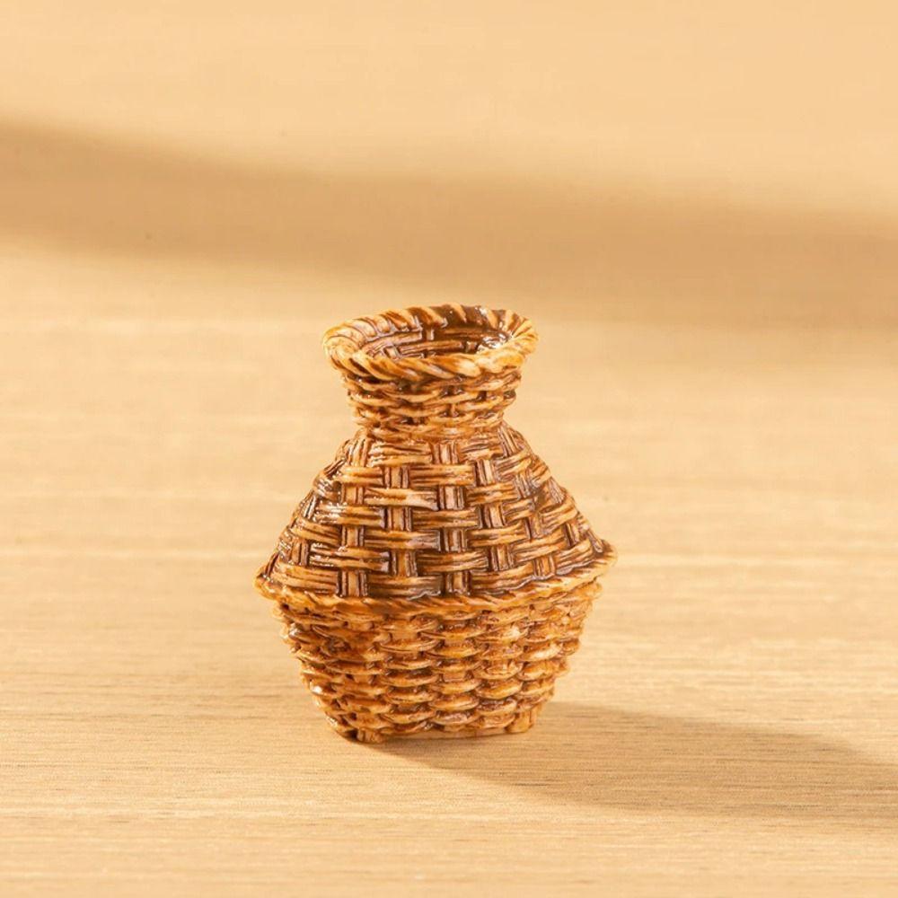 Simulation Dollhouse Miniature Chair Furniture Decoration Simulation Bamboo Basket  Kid Toys