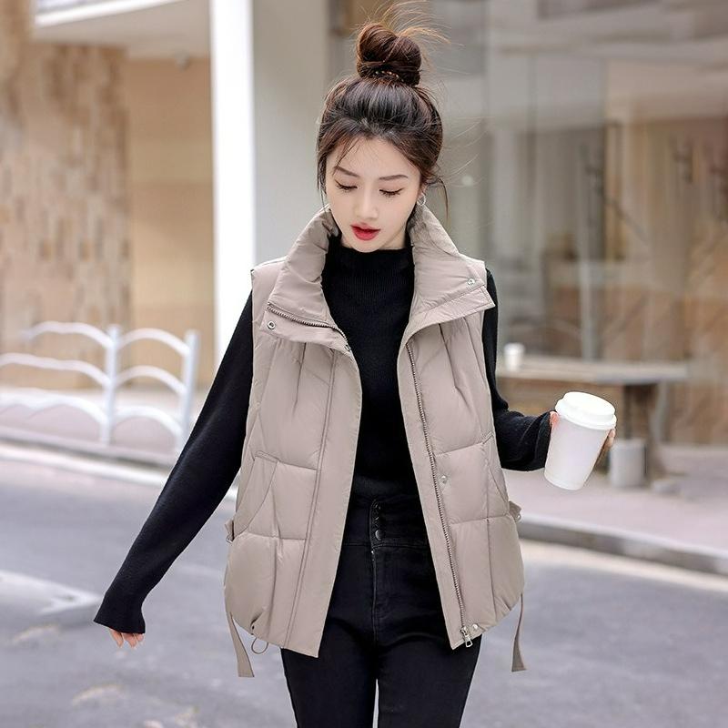 Short Cotton Waistcoat Loose Fashion Cotton Waistcoat Autumn and Winter Women's Down Cotton Waistcoat Vest