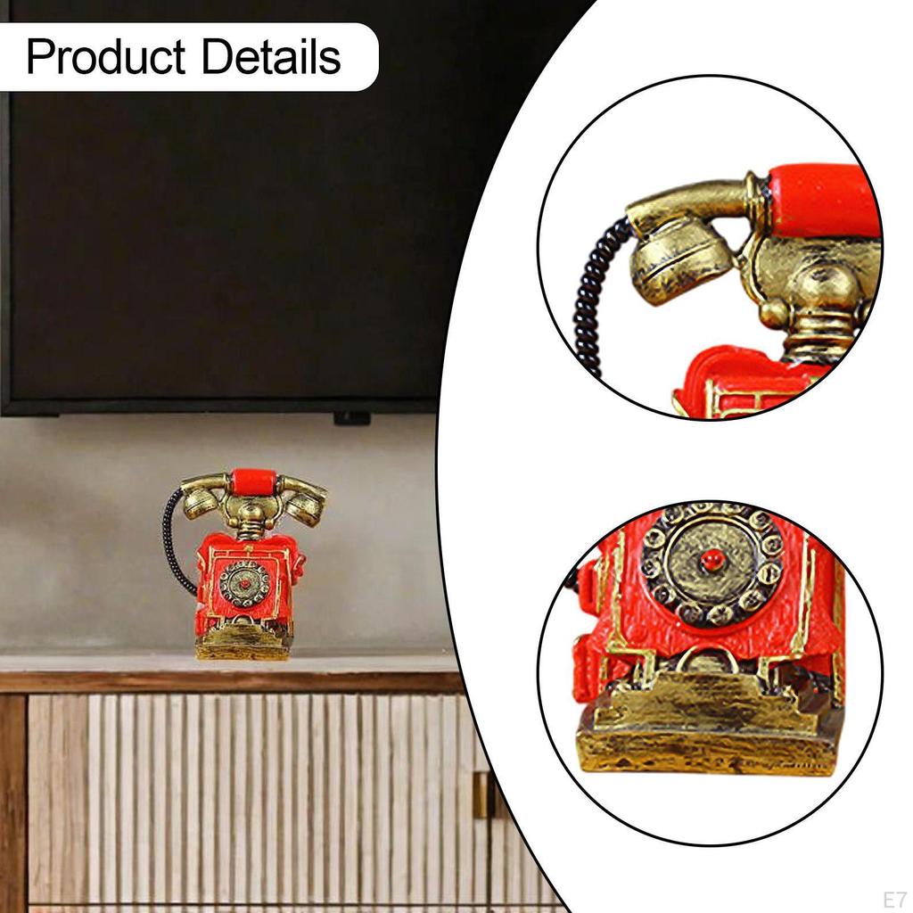 Phone Model Antique Figurine Creative,Corded,Desk Phone,Wall Decor Statue Vintage Rotary