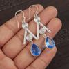 London Blue Topaz Gemstone Jewelry, 925 Solid Sterling Silver Earrings, Handmade Glamorous Earrings For Wedding Gift