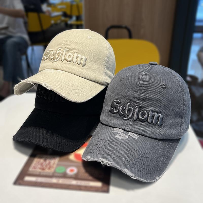 Retro three-dimensional embroidered peaked cap female couple niche trendy brand face small sunshade baseball cap