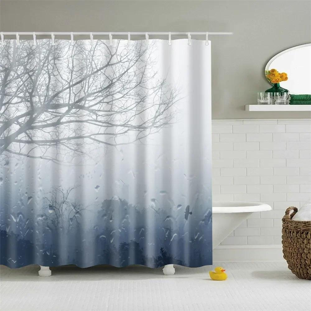 Universe Starry Sky Shower Curtain Bathroom Decor Bath Curtains Waterproof Polyester Christmas Snowflake Bathroom Curtains