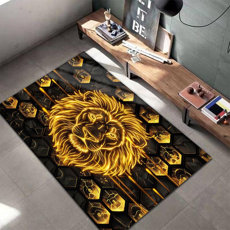 Golden animals Pattern Square Carpet,Area Rug,Carpet Rug for Living Room Bedroom Sofa Playroom Decor,Non-slip Floor Mat,Holiday Birthday Gifts