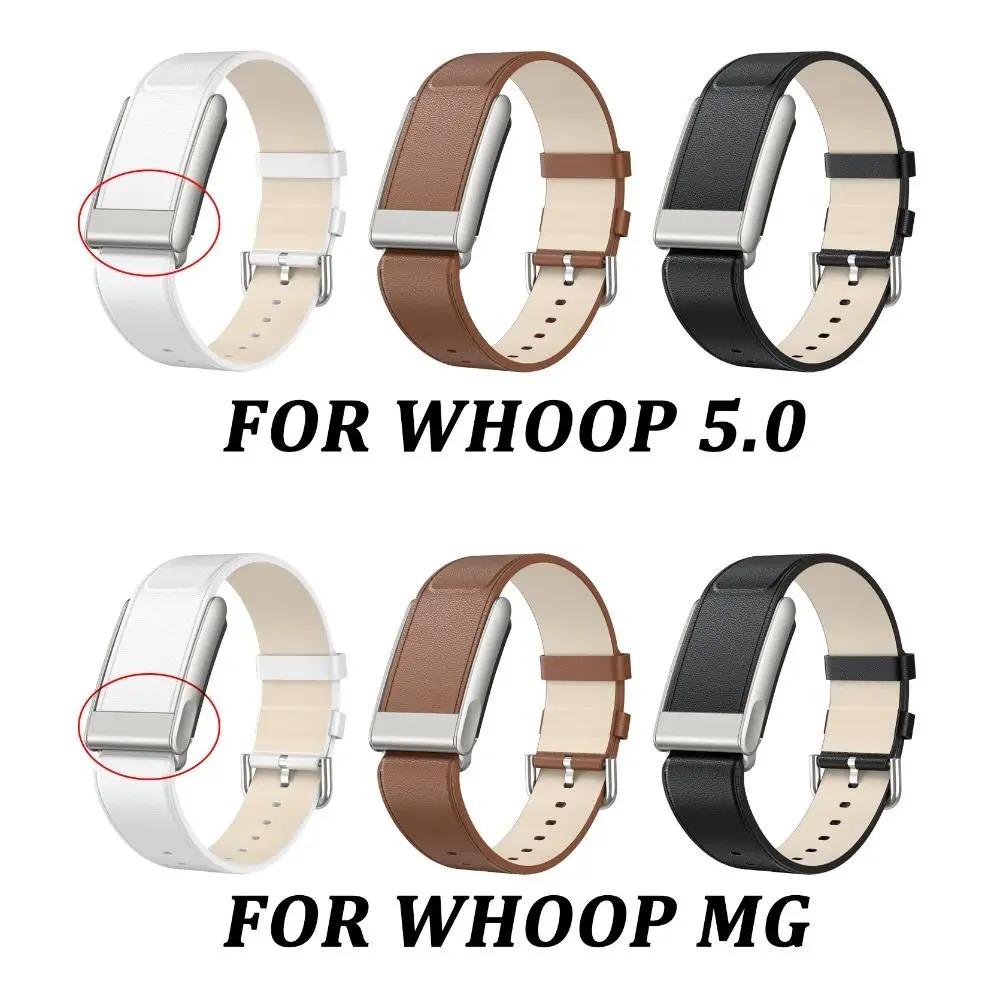 Cinturino in Pelle con Testa Metallica per Braccialetto Whoop 5.0 Traspirante Confortevole Cinturino per Whoop 5.0 MG Accessori di Ricambio