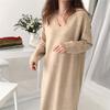 2022 Autumn/Winter Korean V-neck Chic Knit Dress - Slimming, Mid-length, Loose, Woolen Skirt