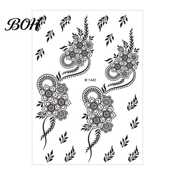 Event Makeup Tattoos Temporary Stickers, Fake Body Arm Chest Shoulder with Black Lace Flower Waterproof Pattern, Non-Irritating Art Sticker