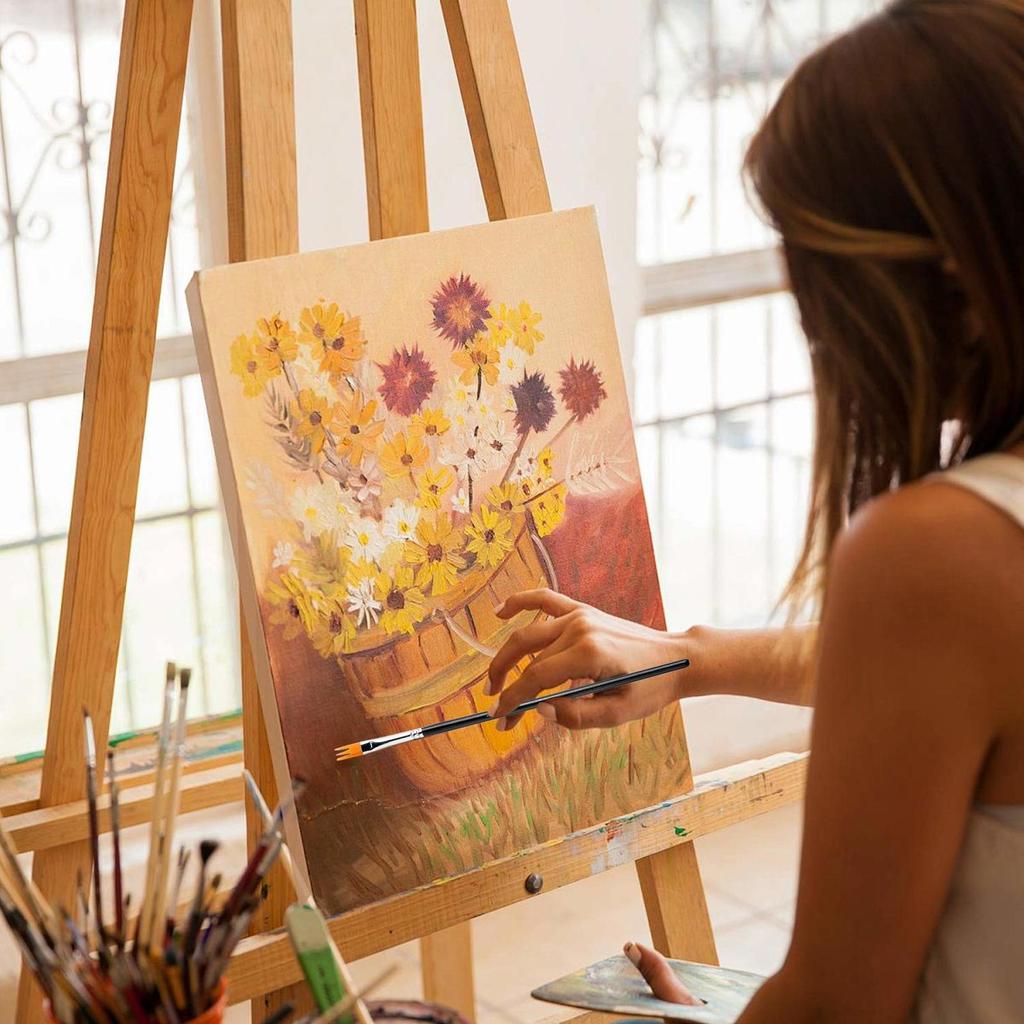 4-Pack Professional Paintbrush Set for Watercolor Oil Digital Painting - Landscape Leaf Art Brushes for Artists & Students