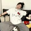 Hello Kitty Cartoon 2026 Simple Loose Cute Round Neck Casual Trend Summer Short Sleeved T-shirt Fashion Y2K Top T-shirt