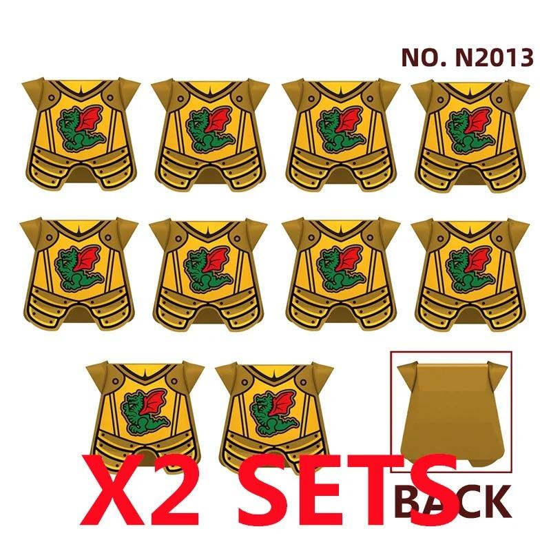 MOC Medieval Red Lion Black Eagle Castle Soldier Knight Horse Mount Building Block Military Figure Vest Armor Flag Toy Gift B036