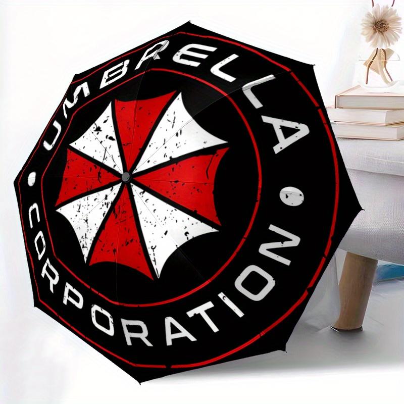 1 Stück Umbrella Corporation Logo Automatisches Öffnen Klappschirm - Tragbares 3-fach Design mit Eisenrahmen - Outdoor, für Fans, Reisende, Tägliches U