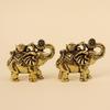 Brass Ingot And Gold Brick Lucky Elephant Figurine - Chinese Auspicious And Wealth-Bringing Home Living Room Craft