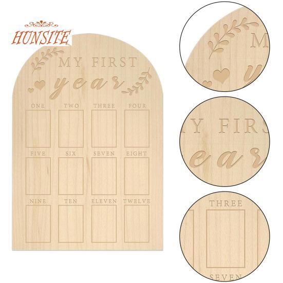 Meilenstein-Fotorahmen für das erste Jahr des Babys, rustikales Holzdisplay
