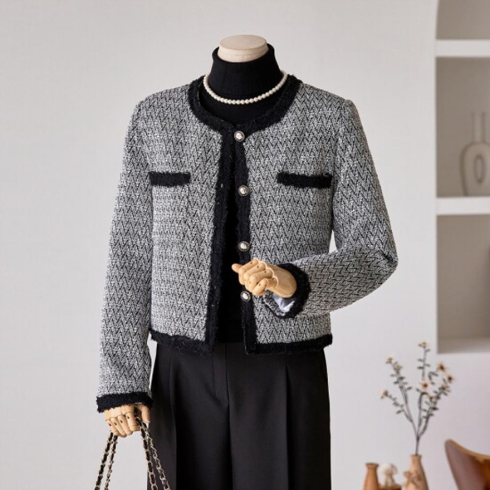 Customable Black Line Zigzag Tweed Jacket T2510jk616c