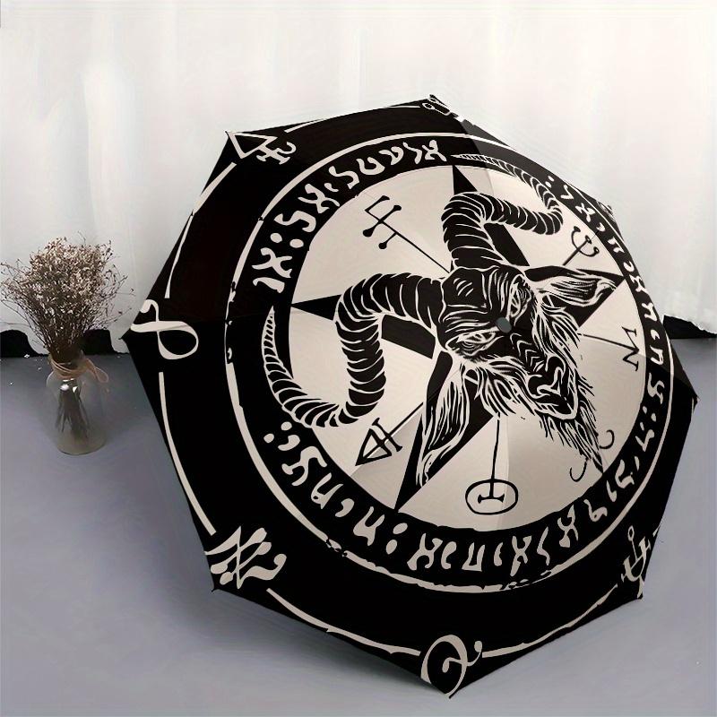 Devilish Goat Head Pentagram Umbrella, Portable 3-Fold Compact Umbrella,Christmas Gift ES503
