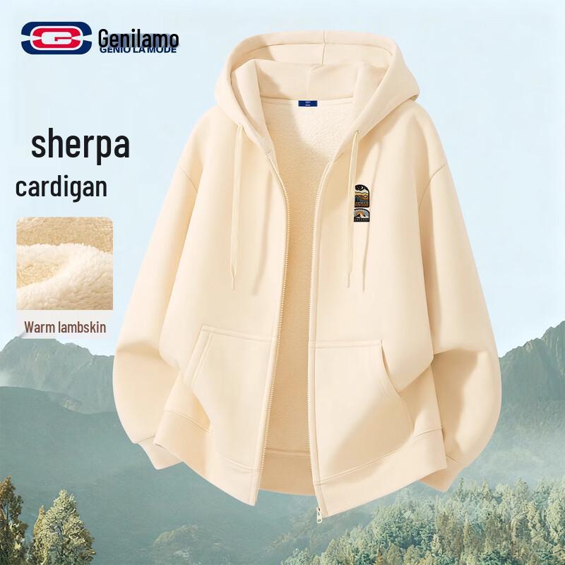 

GENIOLAMODE Men s Fleece-Lined Hooded Cardigan Sweatshirt M