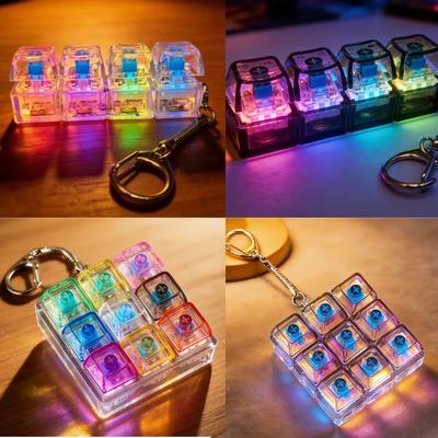 S Fingertip Keyboard Keychain RGB Keyboard Fidget Toy with Lights for Stress Relief Decompression Calming Acssories