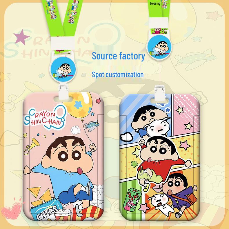 Crayon Shin-chan Cartoon Student Lanyard ID Badge Holder for Campus Use