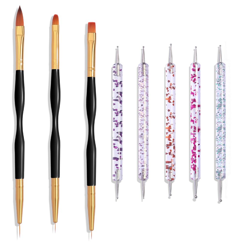 

YIKOOLIN Nail Art Brush Design Tip Painting Drawing Carving Dotting Pen Professional Nail Brush Set Nail Art Manicure Tools