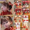 Red New Year Hanfu Hair Clips for Girls - Chinese Style Floral Headwear