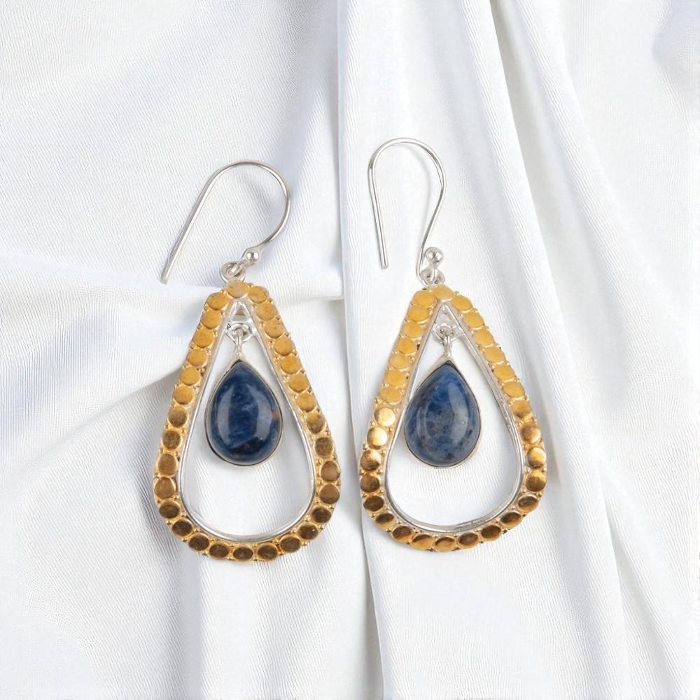 

Rare Sodalite Gemstone 925 Sterling Silver Jewelry Handmade Dangle Earrings2.27 EE-82-23