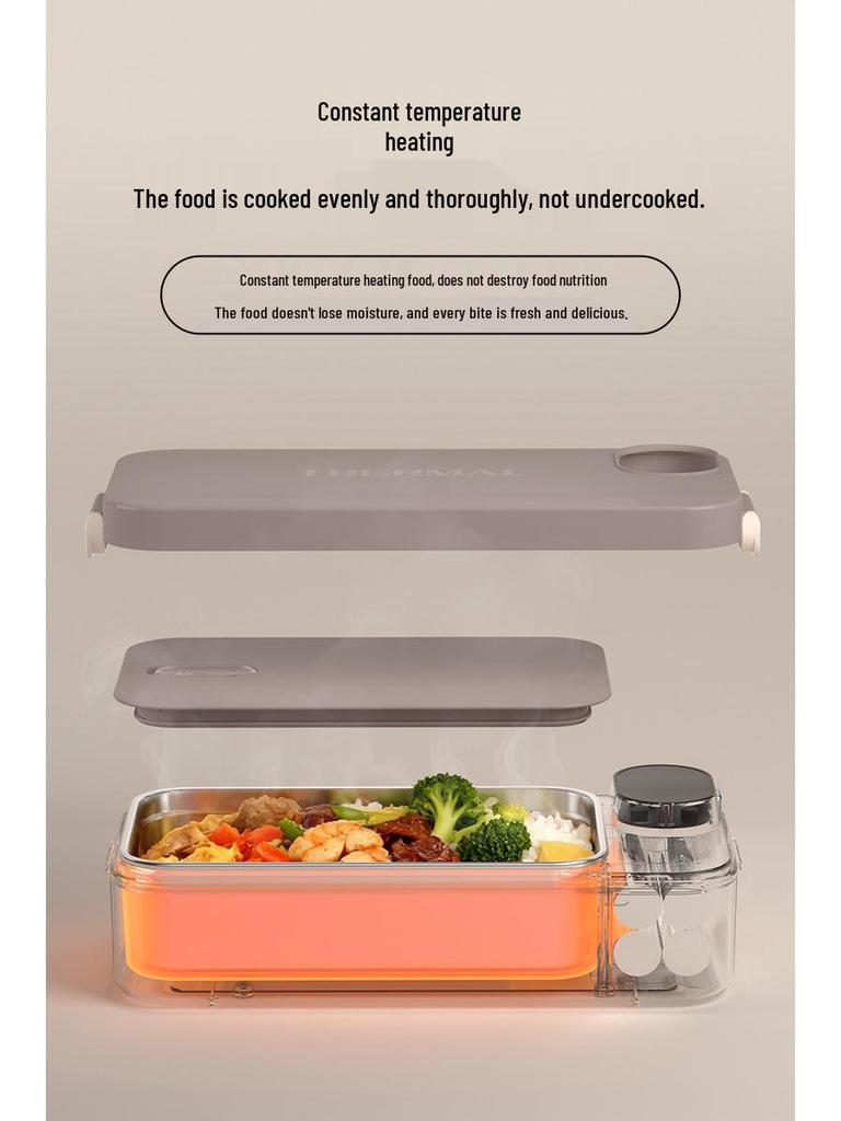 Bezprzewodowe podgrzewane pudełko na lunch USB - 900 ml Bento bez wody dla studentów i pracowników biurowych