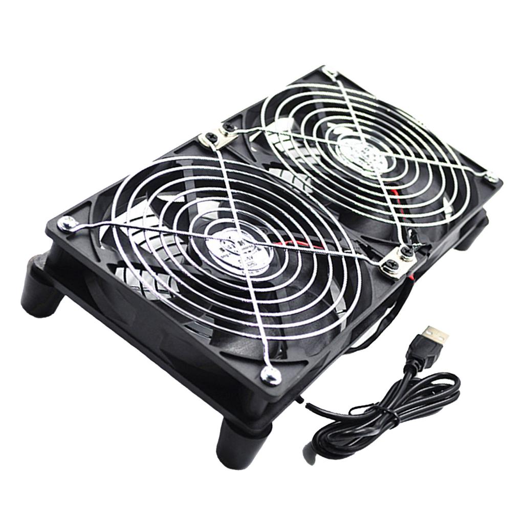 USB Powered PC Router 120mm 5V Dual Fan Speed Controller Air Flow Cooling Fan for Receiver Modem Router