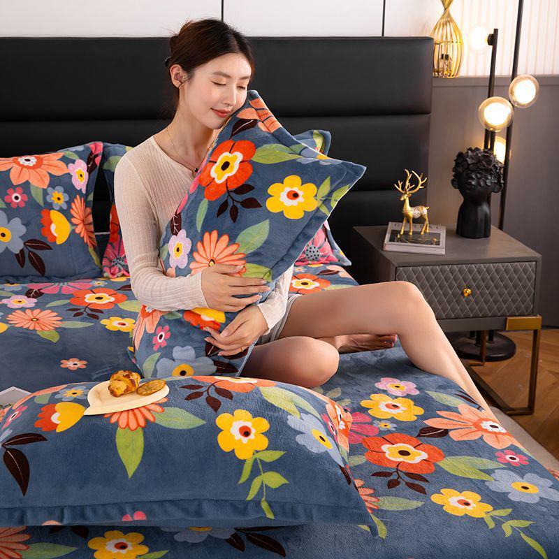 Winter Milk Velvet Flannel Pillow Set - Double-Sided Warm Pillow Core & Cover for Single/Double, Ideal for Students & Adults