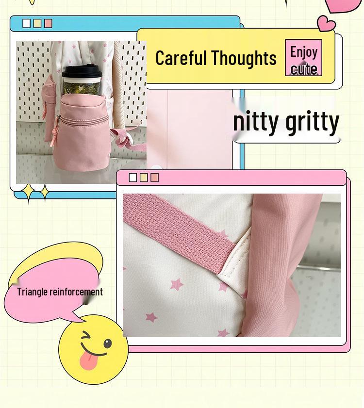 Star Polka Dot Colorblock Backpack - Versatile, Large Capacity Schoolbag for Students