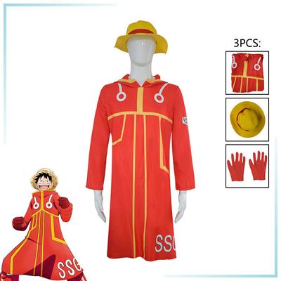 One Piece Luffy Cosplay Kostüm Anime Egghead Kostüm Verkleidung Roter Hut Fantasy Hut Outfits Halloween Party Kleidung für Erwachsene