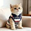 Striped Pet Polo Shirt Breathable Pet Pullover New Cat Polo Shirt  Cat