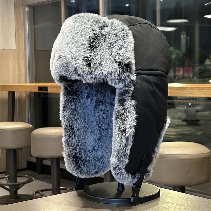 Winter men's hat outdoor rabbit velvet windproof hat women's thickened warm cotton hat pilot cold hat