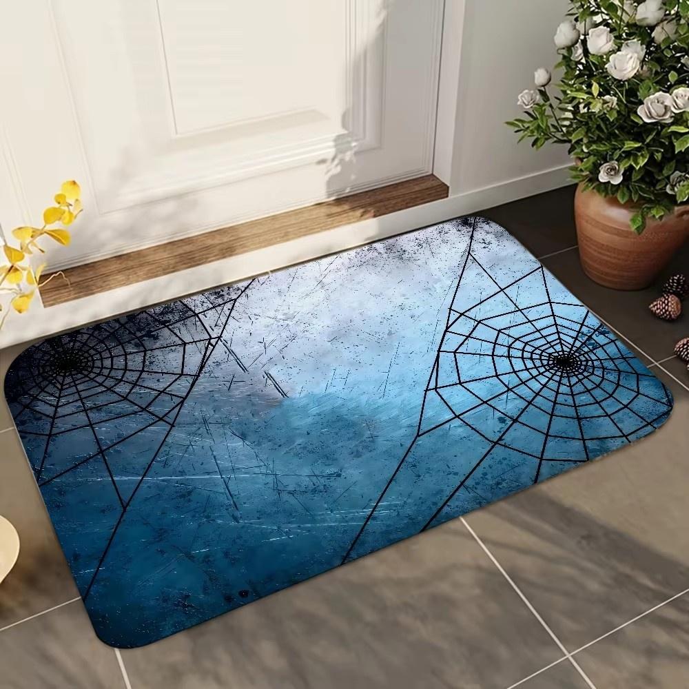 Halloween Spider Mat Non Slip Doormat Living Room Bedroom Kitchen Mat Polyester Easy Care Home Decor Rug Soft Carpet