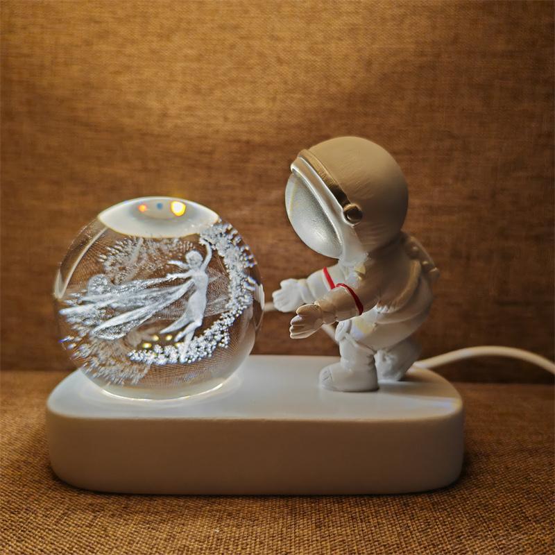 Astronaut Creativ 3D Minge de Cristal Led Lumină de noapte pentru Dormitor Copii Planetă Spațiu Lampă Sistem Solar USB Cadou de Crăciun pentru copii