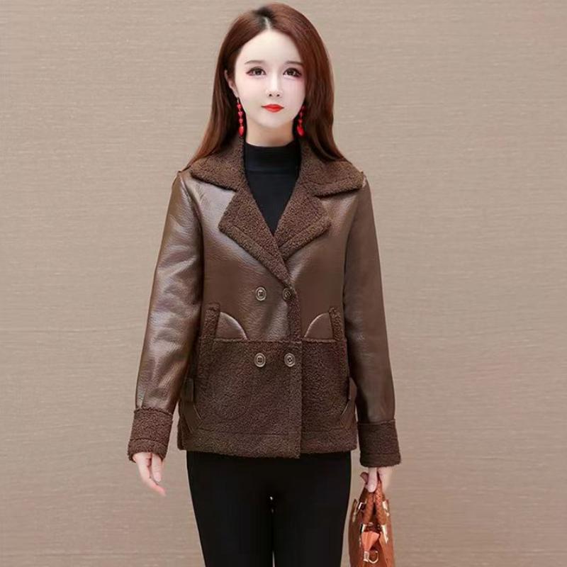 Autumn and Winter Double-sided Wear Teddy Velvet Leather Jacket Ladies High-end Loose Korean Style Jacket