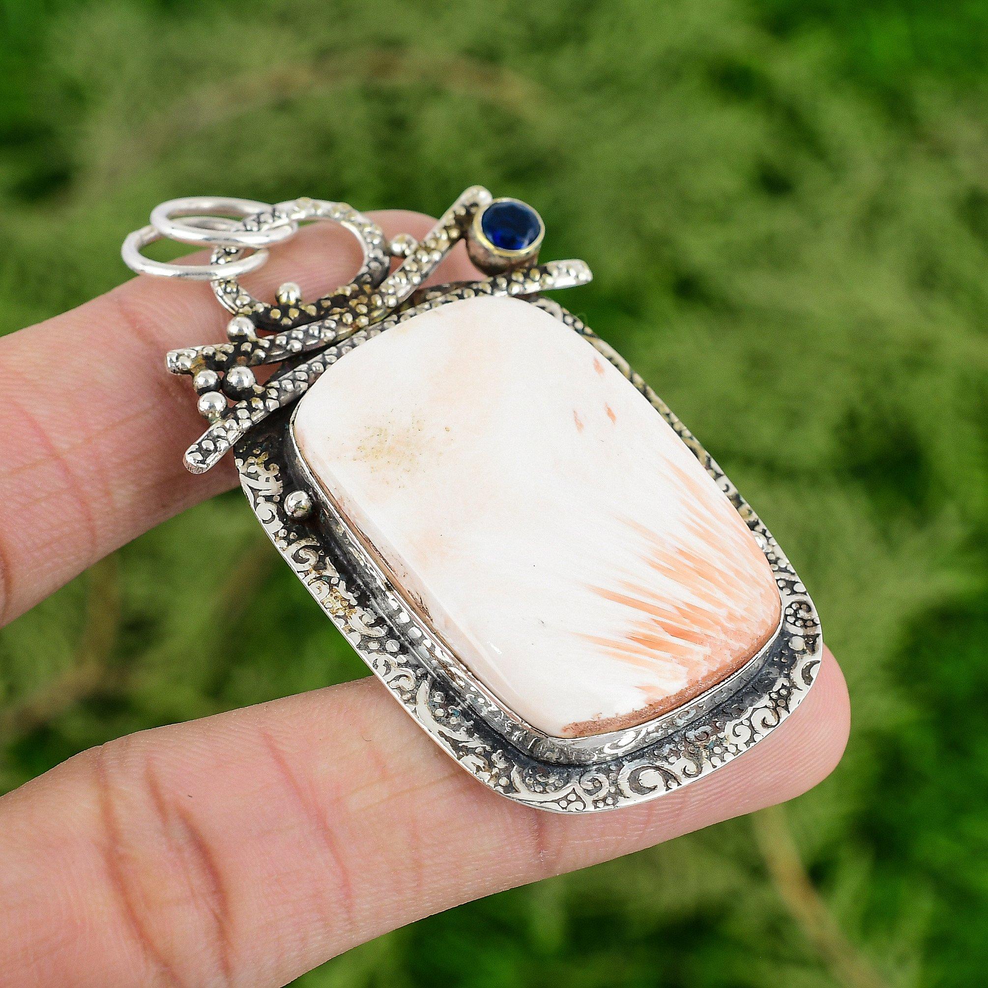 

925 Sterling Silver Scolecite Gemstone Tanzanite Quartz Mother Pendant Jewelry