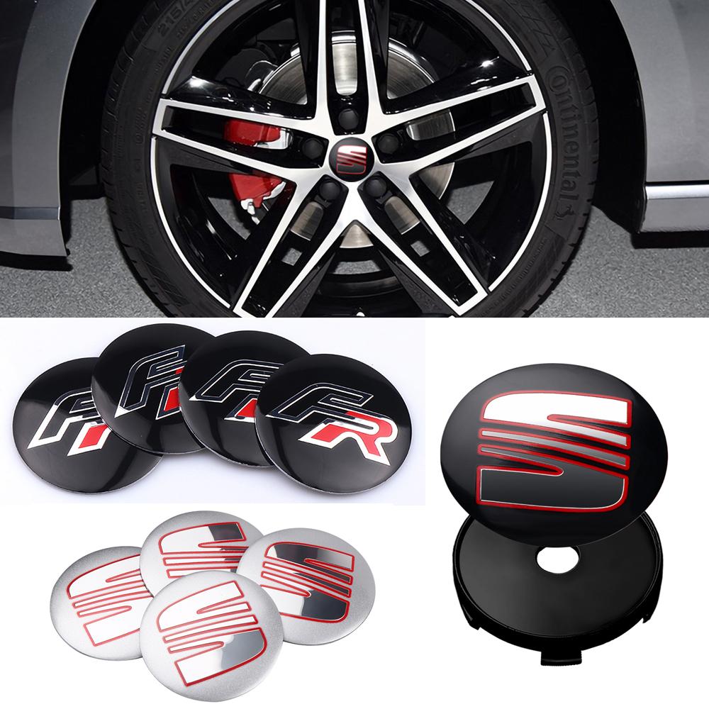 Rldf3 4 Piezas 56/60MM Estilo de Coche Tapas Centrales de Cubo de Rueda de Aluminio Pegatinas Para Seat FR Leon 5f 1p Ibiza 6l 6j Arosa Ateca Altea Cupra Exeo