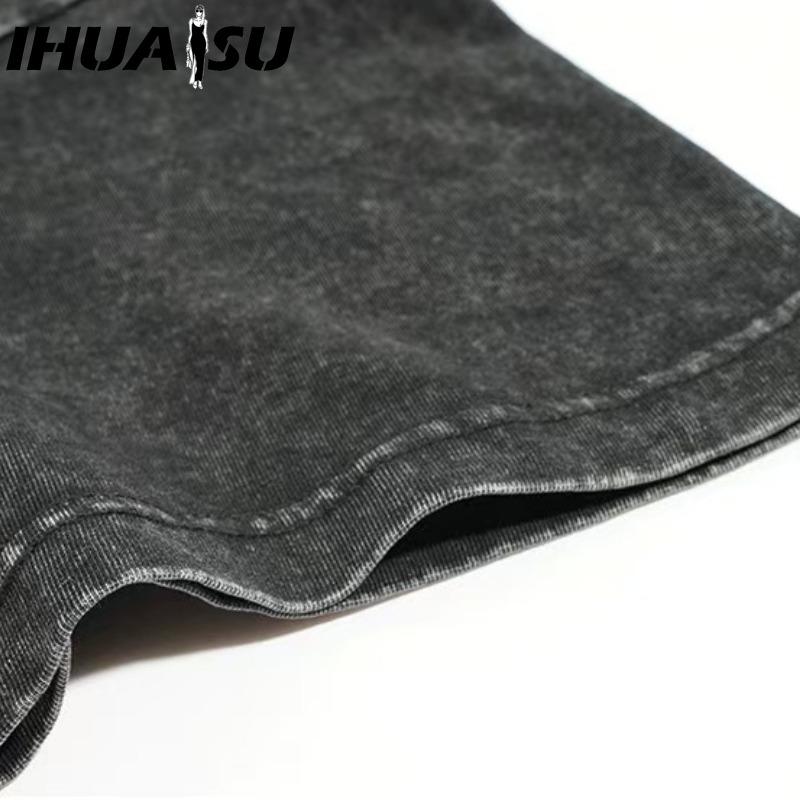 IHUASU Bavlněné tričko s krátkým rukávem Pánská móda Košile s volným polovičním rukávem Košile s potiskem