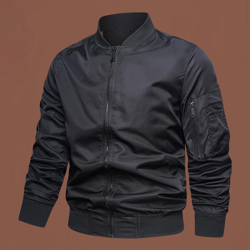 Spring and Autumn Solid Color Flight Jacket Baseball Collar Large Size Youth Handsome Jacket Men