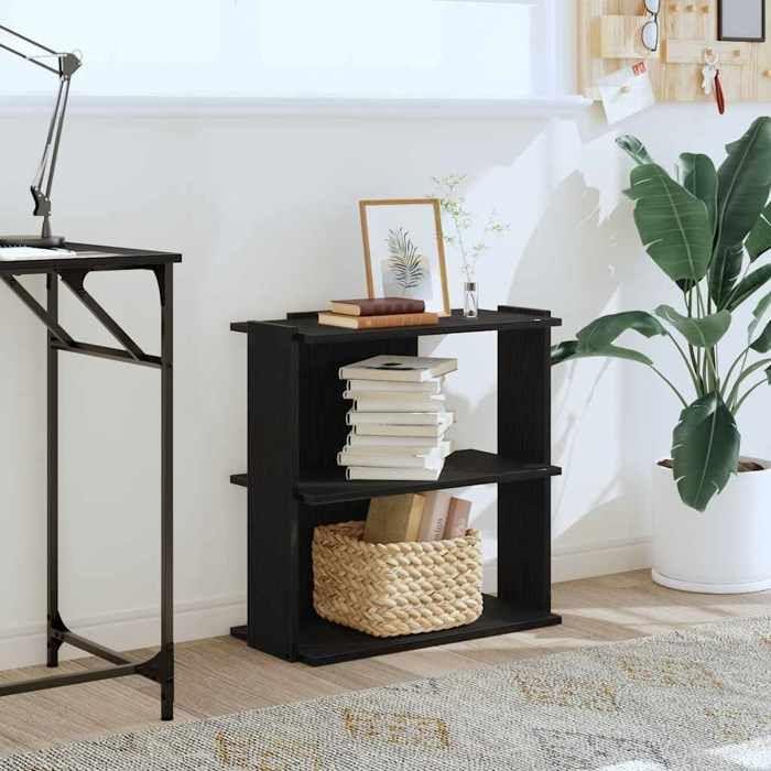 VidaXL Bibliothèque à 3 niveaux noir 60x30x60 cm bois d'ingénierie, étagère, étagère à livres, étagère de rangement, armoire 860248