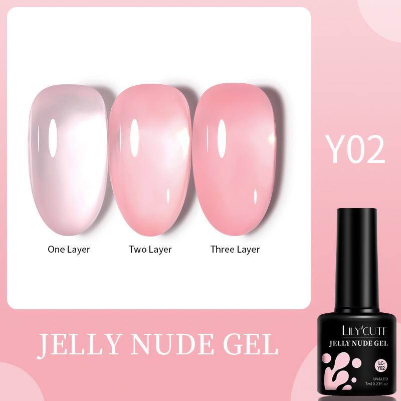 LILY'CUTE Pink Sheer Gel Polish - Ice Sheer Nude & Rose Jelly Gel Series