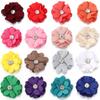10pcs Colorful Fabric Flower 3.5cm Rhinestone Flower Core Pearl Hemp Flower Applique For DIY Clothing Sewing Headwear Decoration