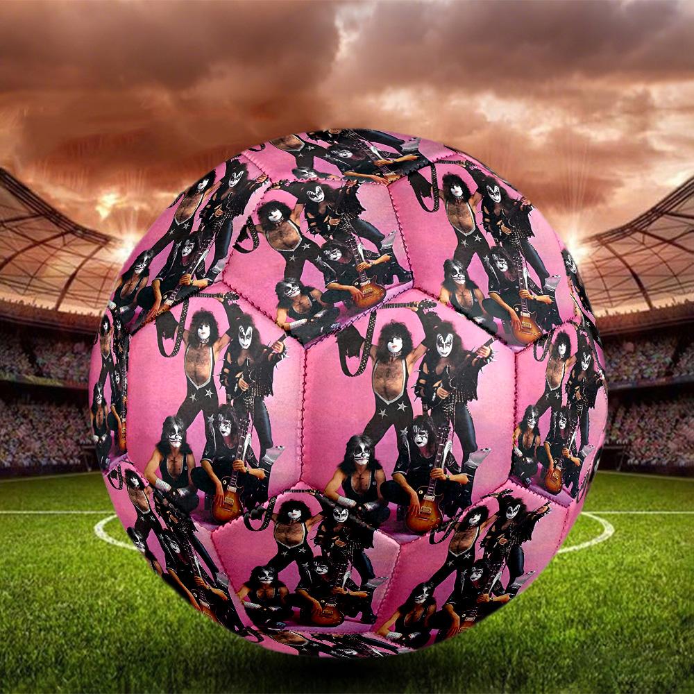 Kiss Rock and Roll Print Size 5 Soccer Ball, Standard Match Football for Sports Game and Team Practice, Ideal Gift for Soccer Fans
