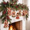 Vintage Style Christmas Tree Ornaments 6Pcs Wooden Angel Ornaments, 2D Flat Hanging with Hemp Rope, Decorative Crafts Retro Pendants for Fireplace and