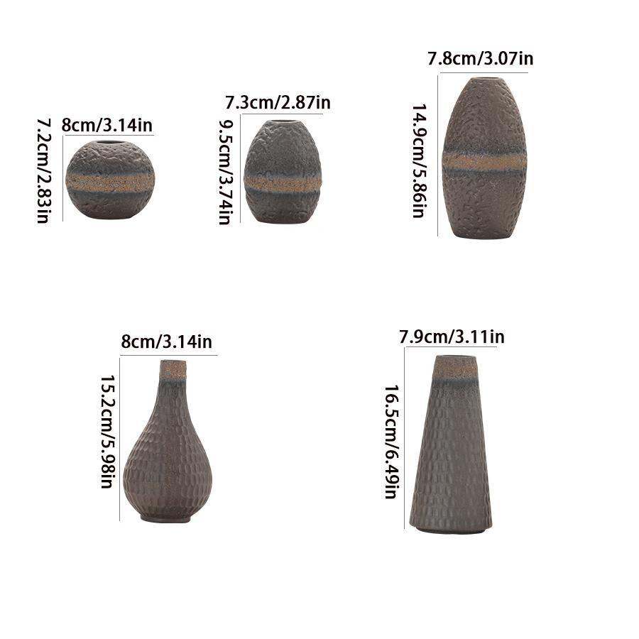 Vintage grobkeramische kleine Vase, japanischer Stil Wohnzimmer Esstisch, hydroponisches Blumenset, Heimdekorationsornament