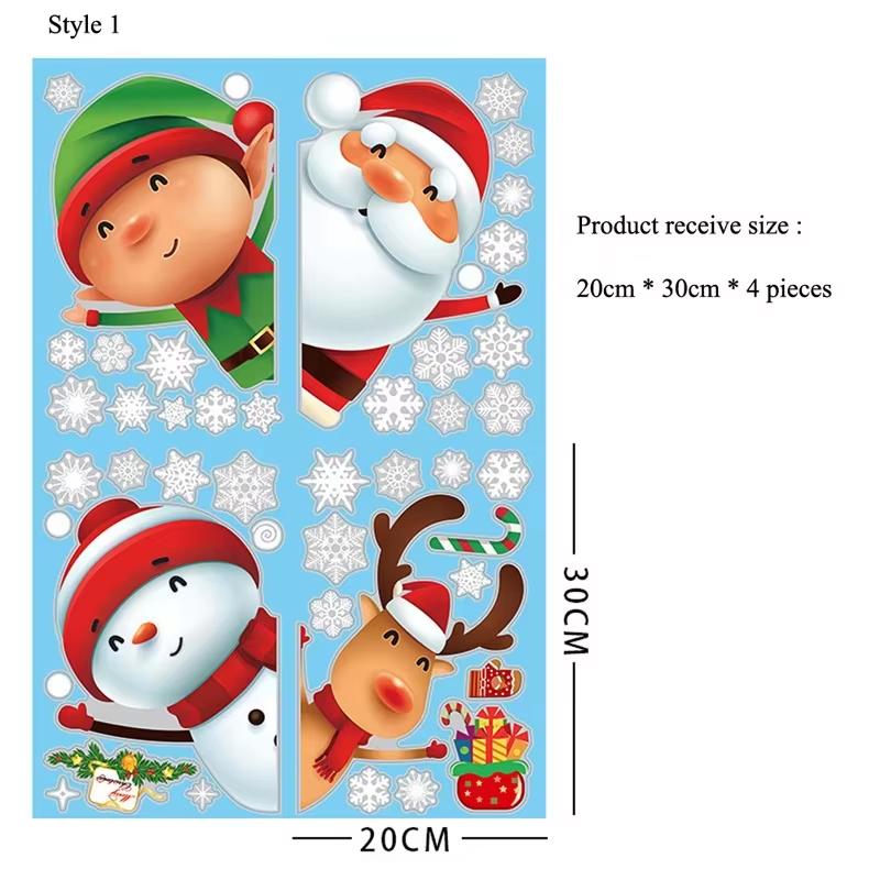 Christmas Window Stickers Santa Claus Wall Stickers Merry Christmas Decoration for Home Shop Glass New Year Electrostatic Decals