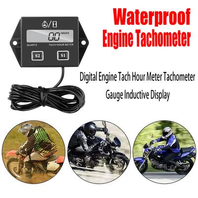 Digital Engine Tachometer Hour Meter Instrument Induction Tachometer Display for Motorcycle Engine Chainsaw Bicycle Boat