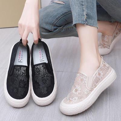 Women's 2024 Spring/Summer Thick-Soled Fisherman Slip-On Shoes - Breathable Lace Mesh Casual Trend