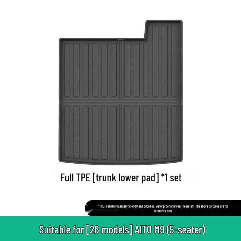 Eco-friendly TPE Car Mats Set for 2024-2025 AITO M9: Orange Floor, Seat Back, and Trunk Mats