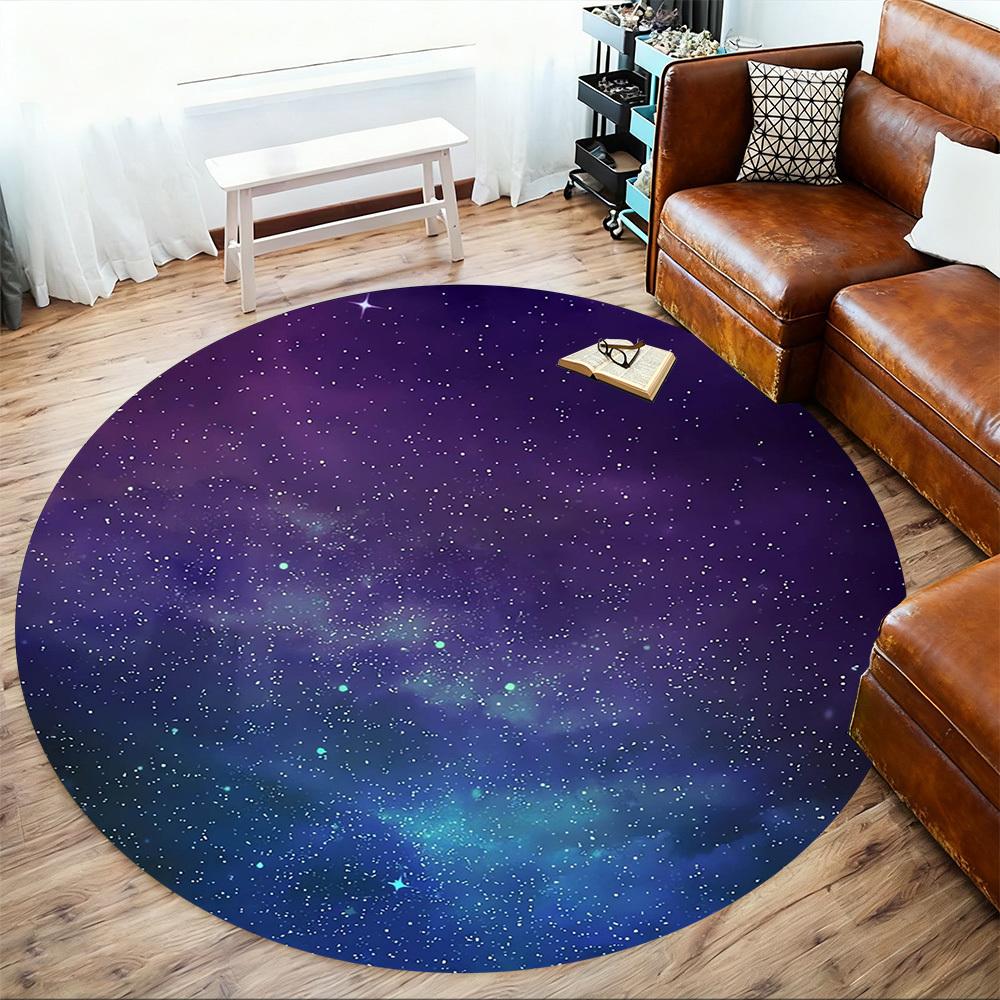 1pc Galaxy Nebula Round Chair Mat Area Rug - Non-Slip, Floor Mat for Office, Bedroom, Home Decor Christmas Gift P0811154